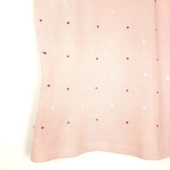 Tracy M | Silk Blend Pink Tank Top Sequins Med - Picture 3 of 6